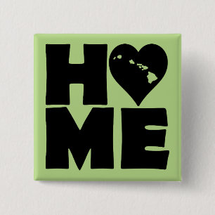 Hawaii Home Heart State Button Badge Pin