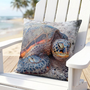 Hawaii Honu Sea Turtle Beach Foto Einfaches Modern Kissen