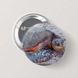 Hawaii Honu Sea Turtle Foto Relax Script Bold Button