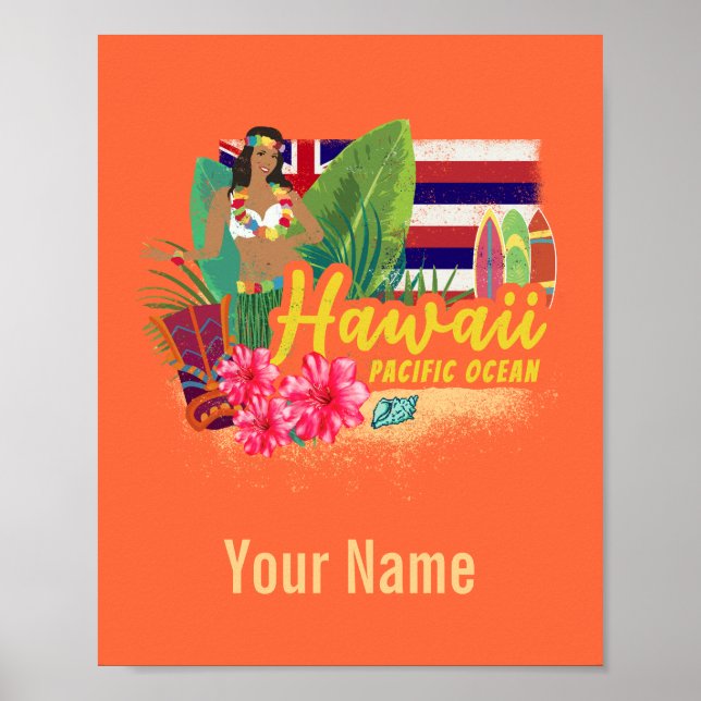 Hawaii Hula Dancer Retro Pacific Vintage Souvenir Poster (Vorne)