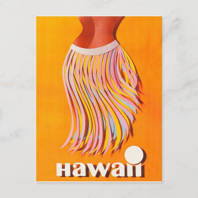 Hawaii, hula girl, Vintage Reise Postkarte (Vorderseite)