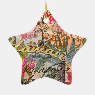 Hawaii Hula Reise Blumen Vintage Keramik Ornament