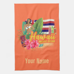 Hawaii Hula-Tänzerin Retro Pazifik Vintage Souveni Geschirrtuch