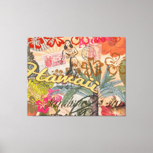 Hawaii Hula Travel Blume Vintag Leinwanddruck