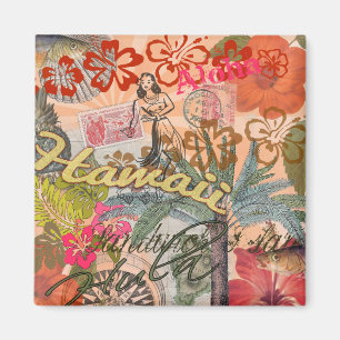 Hawaii Hula Travel Blume Vintag Magnet
