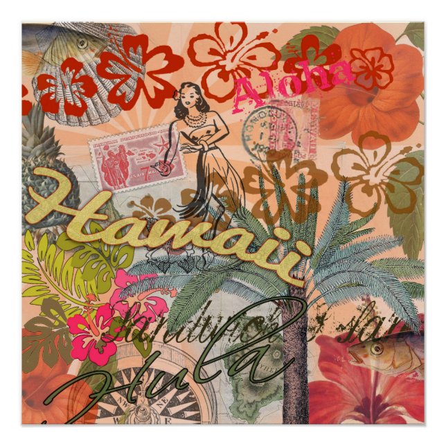Hawaii Hula Travel Blume Vintag Poster (Vorderseite)