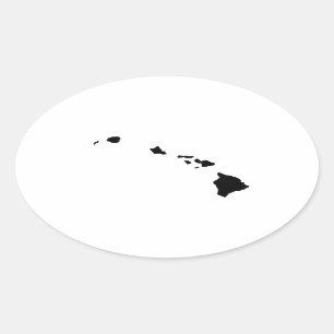 Hawaii in Schwarz und Weiß Ovaler Aufkleber