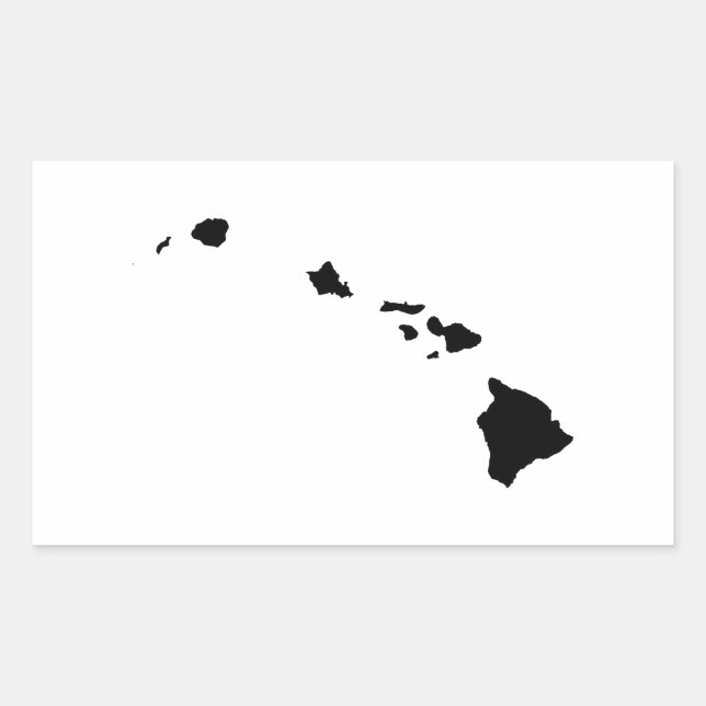 Hawaii in Schwarz und Weiß Rechteckiger Aufkleber (Vorderseite)