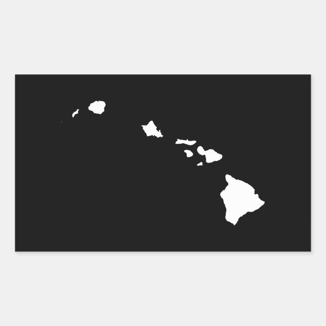 Hawaii in Weiß und Schwarz Rechteckiger Aufkleber (Vorderseite)