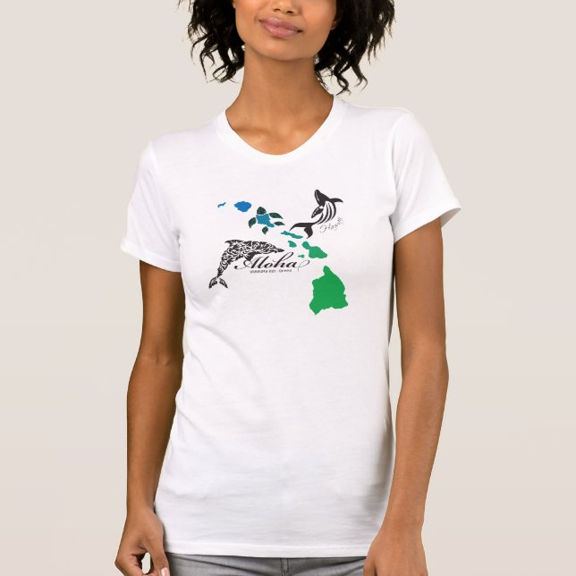 Hawaii-Insel-Kette - Hawaiidelphin und -wal T-Shirt (Vorderseite)