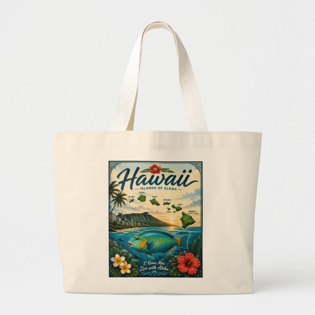 Hawaii-Inseln Jumbo Stoffbeutel (Vorne)