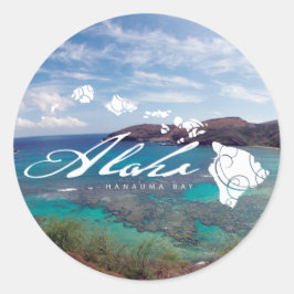 Hawaii Inseln und Hanauma Bay Runder Aufkleber