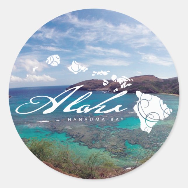 Hawaii Inseln und Hanauma Bay Runder Aufkleber (Vorderseite)