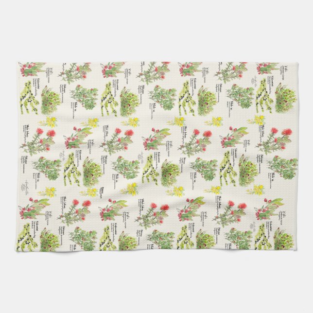 Hawai'i Island Volcano Native Plants Kitchen Towel Geschirrtuch (Horizontal)