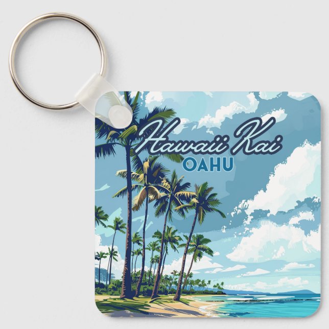 Hawaii Kai Honolulu Oahu Hawaii Retro Schlüsselanhänger (Vorderseite)