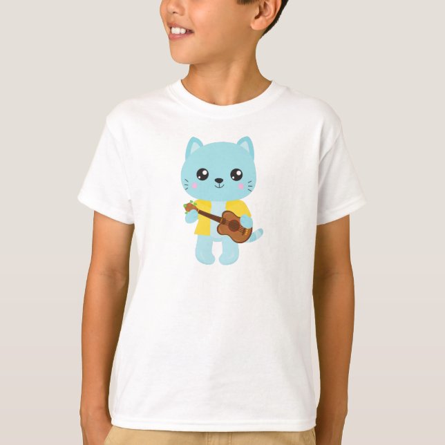 Hawaii Katze, Niedliche Katze, blaue Katze, Gitarr T-Shirt (Vorderseite)