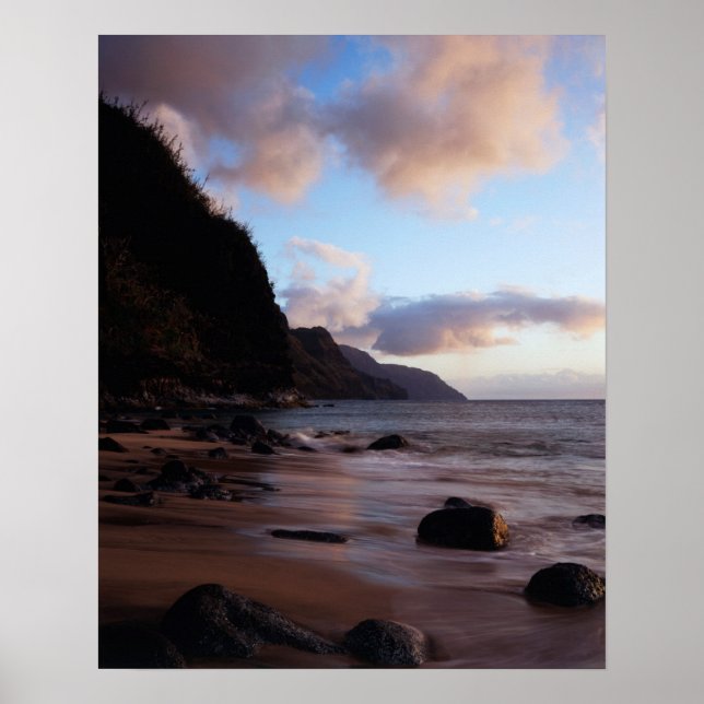 Hawaii, Kauai, Blick auf Na Pali Küste von Ke'e Poster (Vorne)