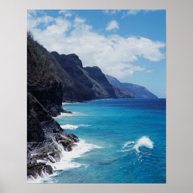 Hawaii, Kauai, Wellen aus dem Pazifik Poster (Vorne)