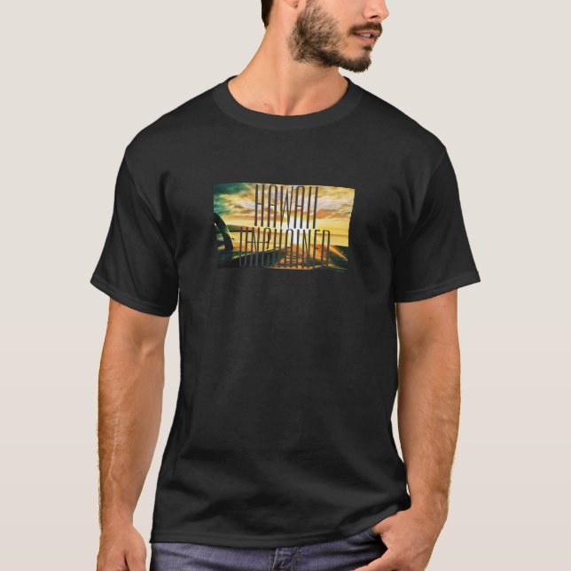 Hawaii kettete Sonnenuntergang-Grafik los T-Shirt (Vorderseite)