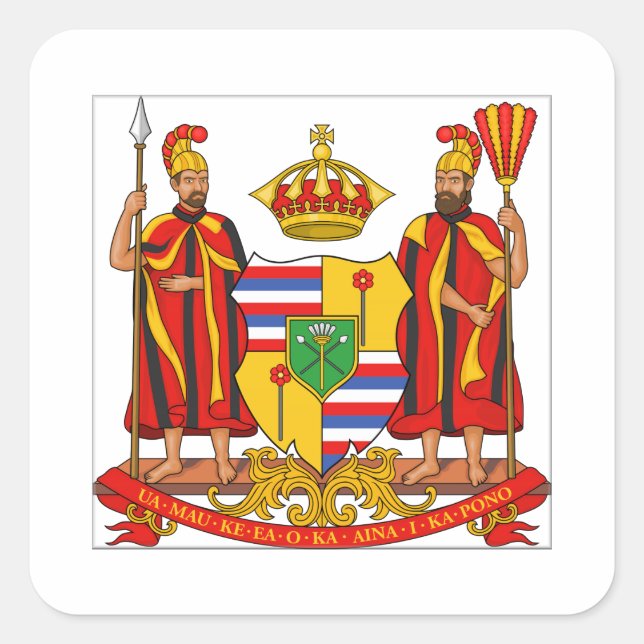 Hawaii-Königliche Wappen Quadratischer Aufkleber (Vorderseite)
