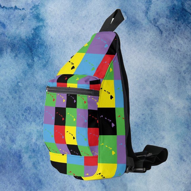 Hawaii Kontur Pop Art Staat Muster Crossbody Bag (A sling bag with a pop art pattern of the US state of Hawaii)