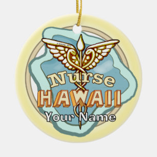 Hawaii Krankenpfleger Caduceus Keramik Ornament