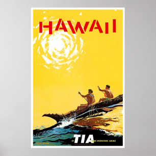 Hawaii Kunst TIA Reiseplakat Outrigger Druck Poster