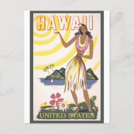 Hawaii Lady Vintage Travel Postcard Postkarte