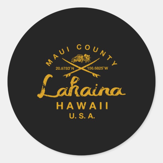 Hawaii Lahaina Maui Surfing Runder Aufkleber (Vorderseite)