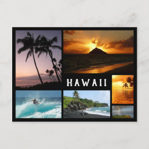 Hawaii-Landschaften, schwarze Rahmen-Collage Postkarte
