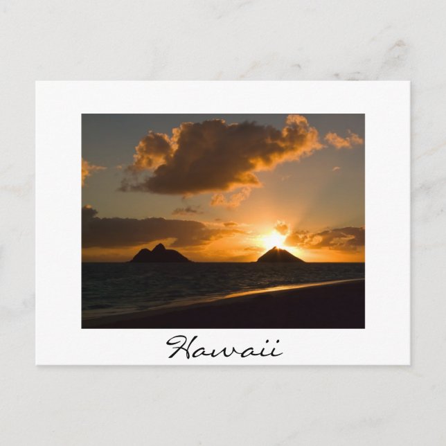 Hawaii Lanikai Sonnenaufgang Weißer Text Postkarte (Vorderseite)