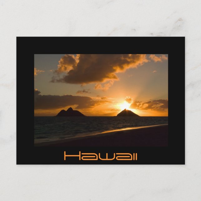 Hawaii Lanikai sunrise noir carte postale (Devant)