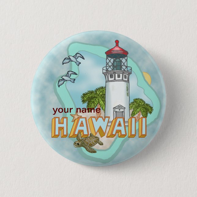 Hawaii Leuchtturm Pin-Button Button (Vorderseite)