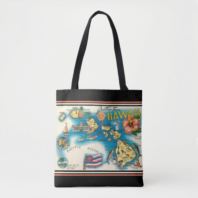 Hawaii Map Swanky Black Map Schulter Tasche (Vorderseite)