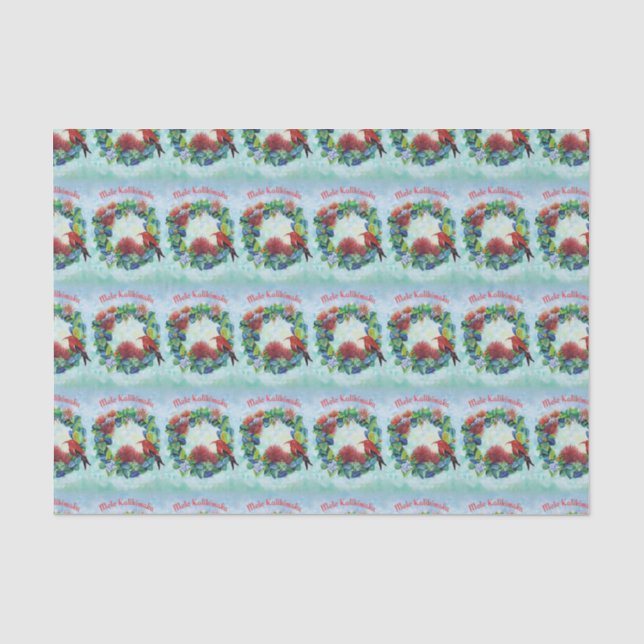 Hawaii Mele Kalikimaka Wreath Tissue Paper Seidenpapier (Vorderseite)
