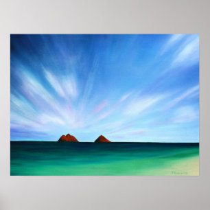 Hawaii Mokulua Islands Ocean Art Poster Print