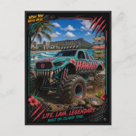 Hawaii Monster Truck Gelände Kunst Postkarte