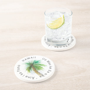 Hawaii Motto Palm Tree Watercolor Getränkeuntersetzer