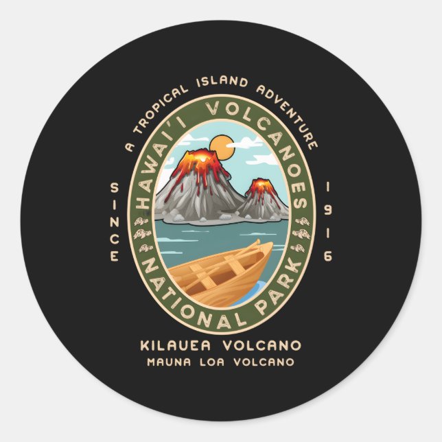Hawaii Nationalpark Vulkane Kilauea Mauna Lounge Runder Aufkleber (Vorderseite)