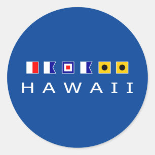 Hawaii Nautical Maritime Segelfahnen dunkel Runder Aufkleber