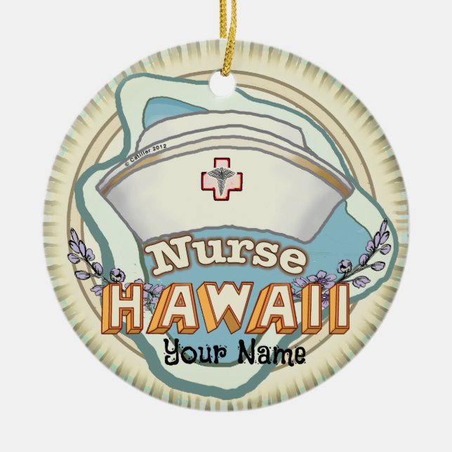 Hawaii Nurse Keramik Ornament (Vorne)