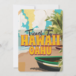 Hawaii OAHU Vintage Travel Poster Einladung