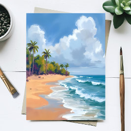 Hawaii Ocean Shore Watercolor Painting Postkarte
