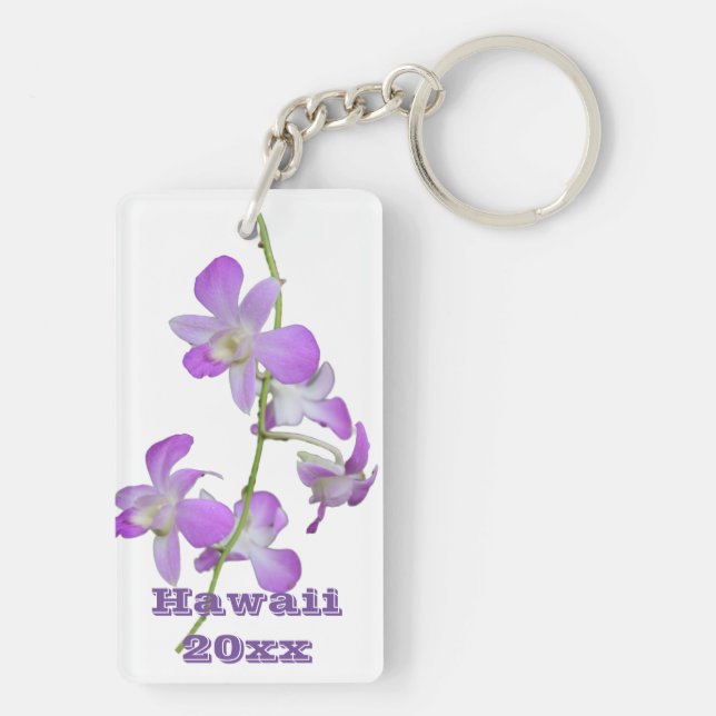 Hawaii Orchids lila und weiß Schlüsselanhänger (Rückseite)