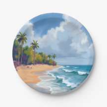 Hawaii Ozean Strand Aquarellmalerei Strand