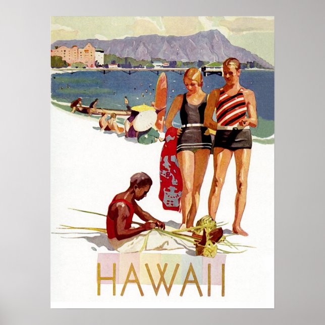 Hawaii, Paare im Urlaub an der Küste Poster (Vorne)