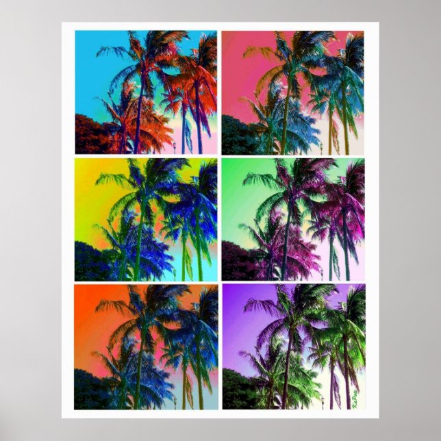 Hawaii Palm Tree Collage Poster (Vorne)