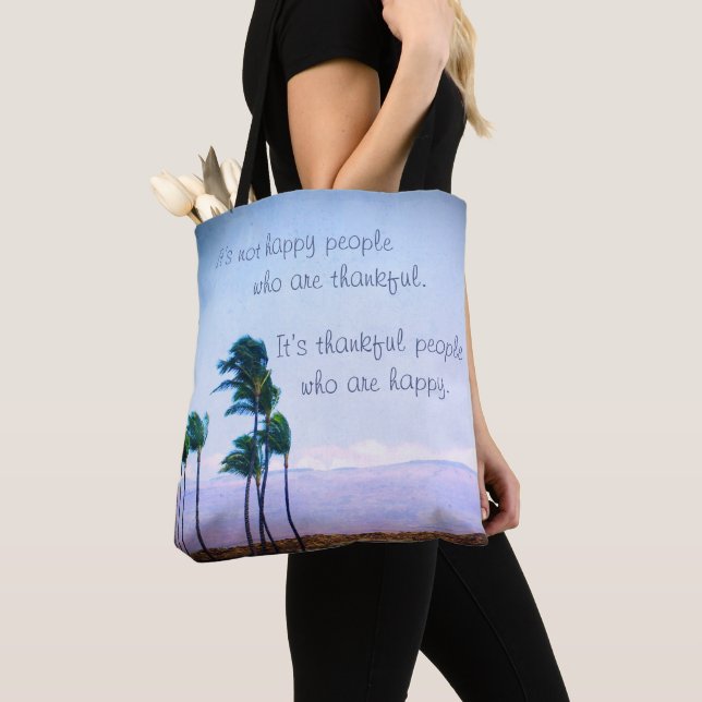 Hawaii Palm Tree Foto Glückliche Leute zitieren Tasche (Von Nahem)