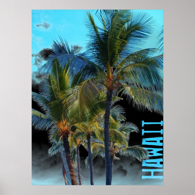Hawaii Palme Art Black Poster (Vorne)