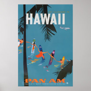 Hawaii - Pan American Clipper Reiseplakatdrucke Poster